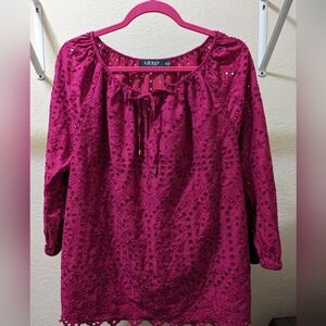 Ralph Lauren Magenta Blouse, XL